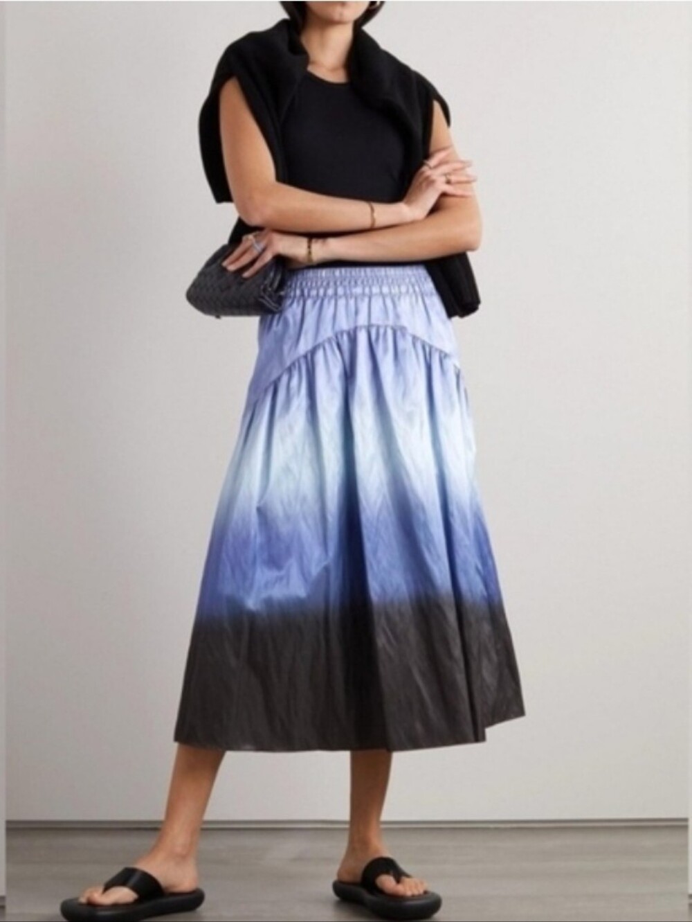 Nwt Vince Dip-Dye Ombré Italian Cotton-Blend Tiered Skirt Sz 00